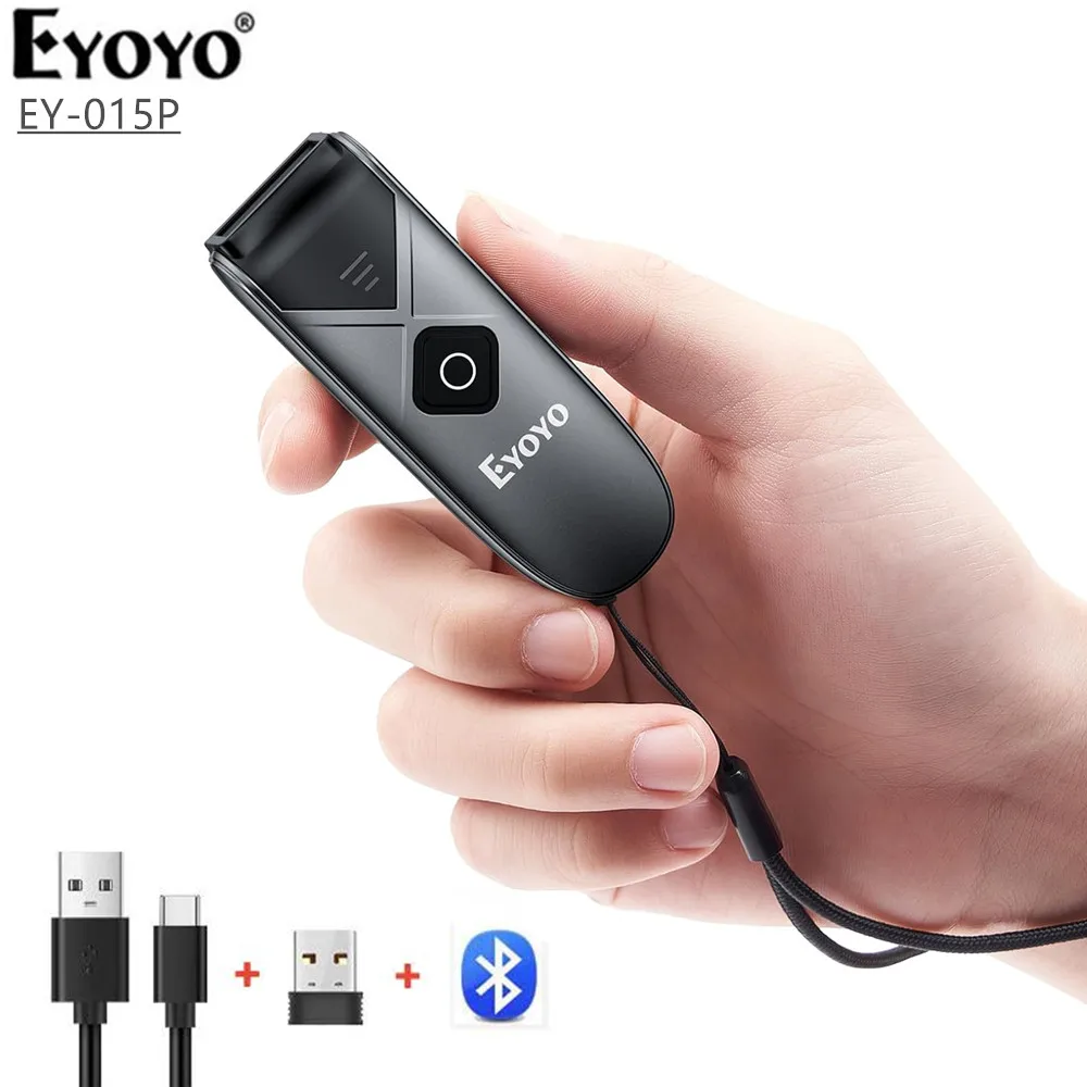 Eyoyo 015P Mini przenośny 1D 2D Bluetooth skaner kodów kreskowych czytnik ekranu kodów QR PDF417 matryca danych USB przewodowy skaner bezprzewodowy