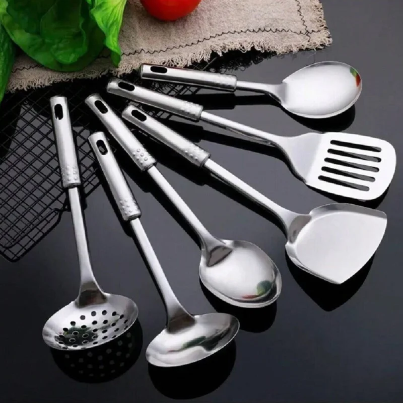 6pcs stainless steel kitchen Cooking tool set - spatula, colander, ladle and fork for the home - Practical cookware L9195