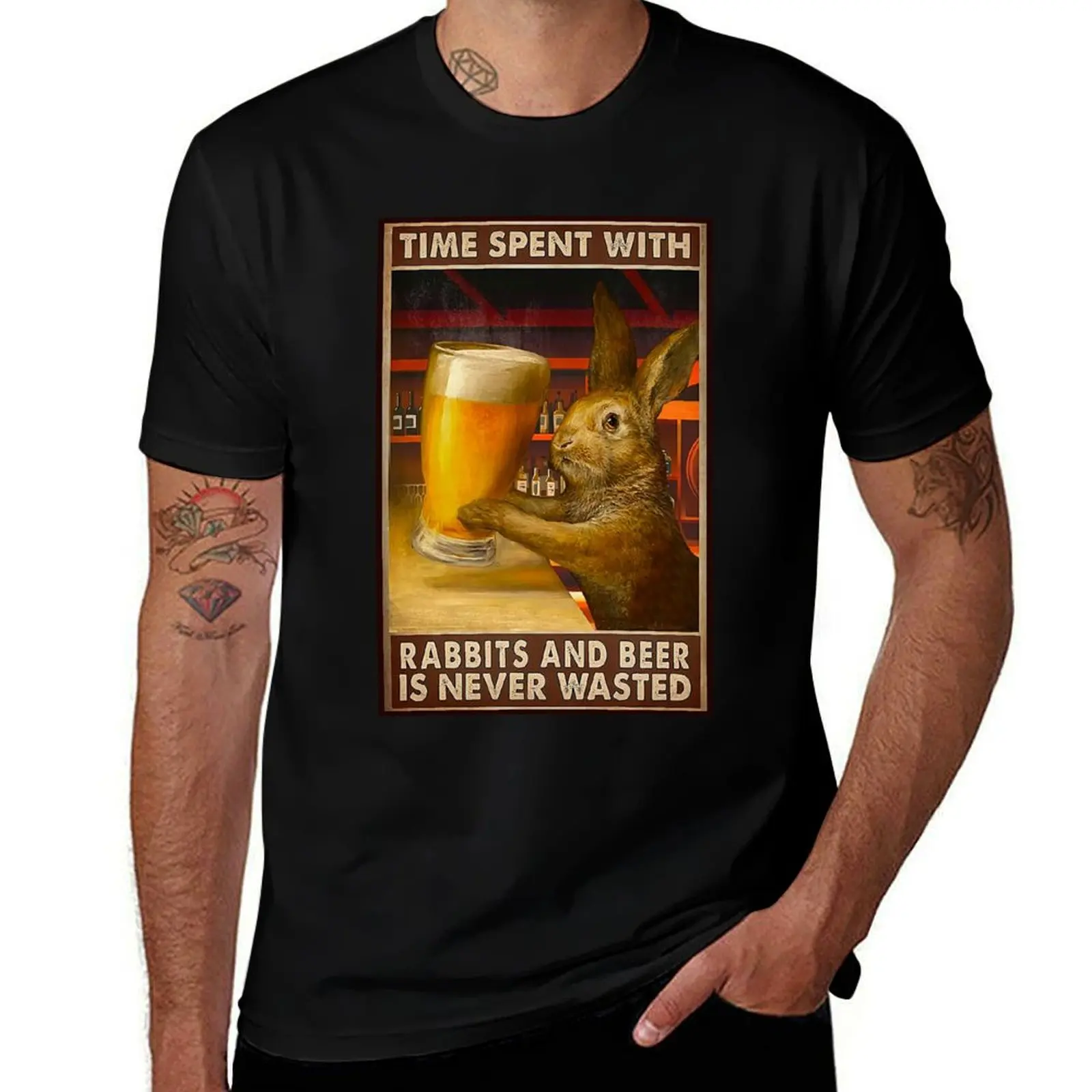 Time spent with Rabbits And Beer is never wasted T-Shirt Moisture Wicking Athletic T-Shirt