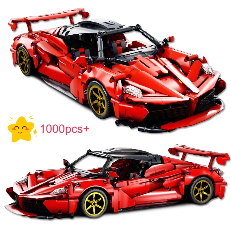 

NEW Red Racing Car Building Blocks Model Creative Technical MOC Assembly Desktop Collectible Birthday Halloween Christmas gifts