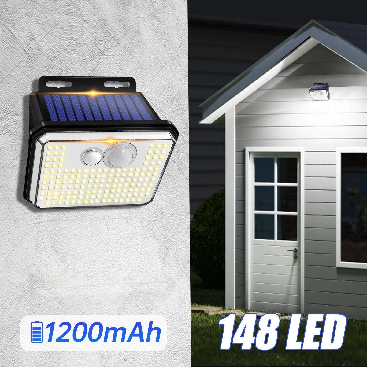 8PCS IP65Waterproof Solar Outdoor Garden Lights Super Bright 148 LEDs Motion Sensor Solar Wall Light Solar Powered Security Lamp