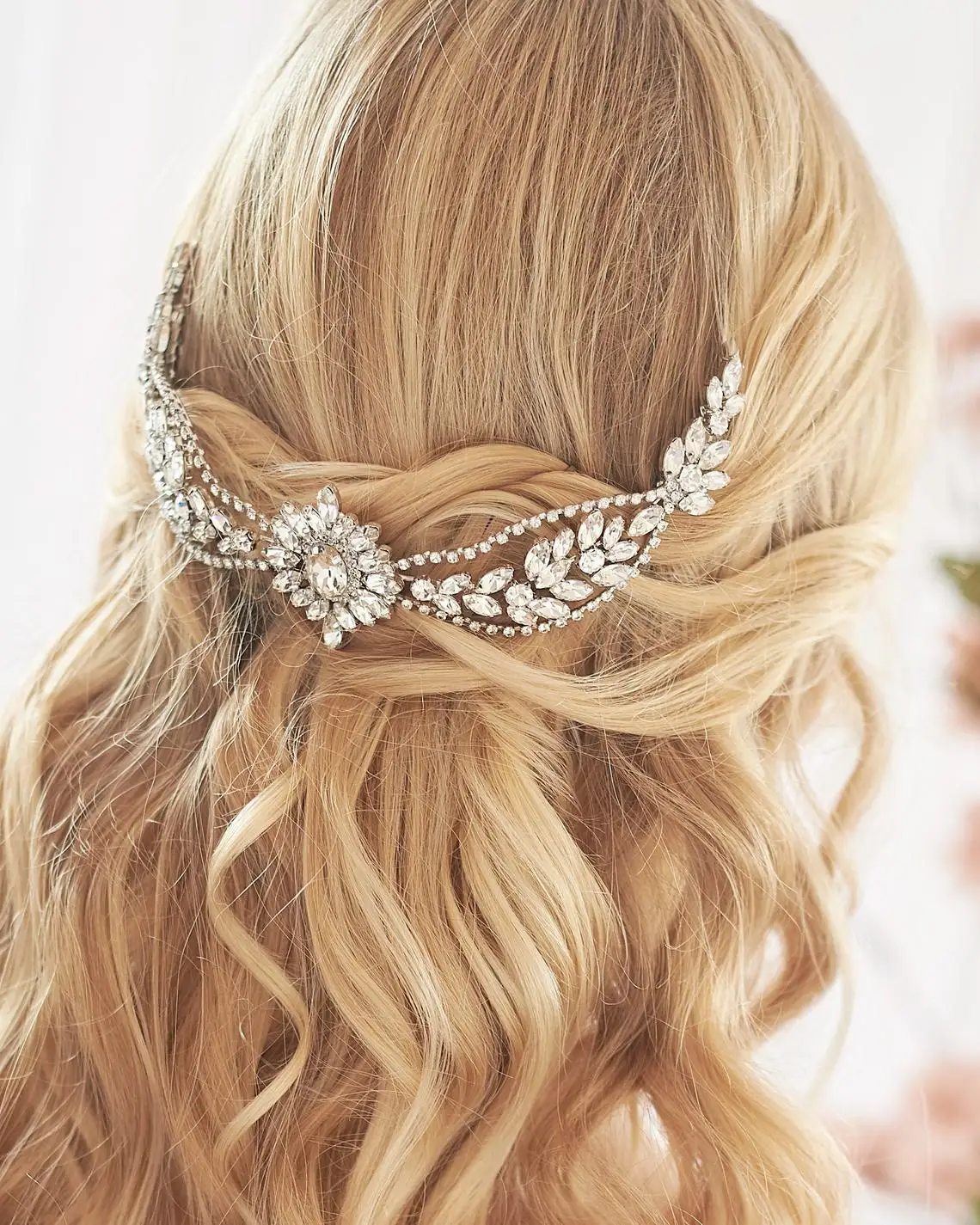 Bridal Hair Comb silve handmade headdress gold super Fairy Big Girl Rhinestone crown crystal hair hoop Wedding Hair Accessories image 4