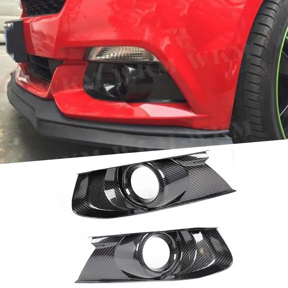 

Carbon Fiber Front Rear Bumper Fog Lamp Light Covers Tail Trims for Ford Mustang 2015 2016 2017 2018 Car Styling