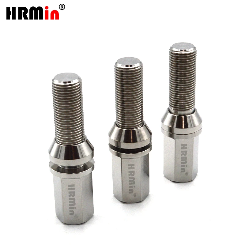 HRmin Extended 17mm Hex Head Floating Cone Seat Gr.5 Titanium Automobile Vehicle Car Wheel Bolt for European Car M14x1.5x28mm