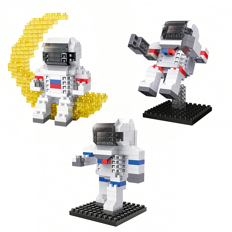 Space Astronaut Micro Building Blocks DIY Assembly Games Space Shuttle Model Puzzle Bricks Cartoon Ornaments Children Fun Toys