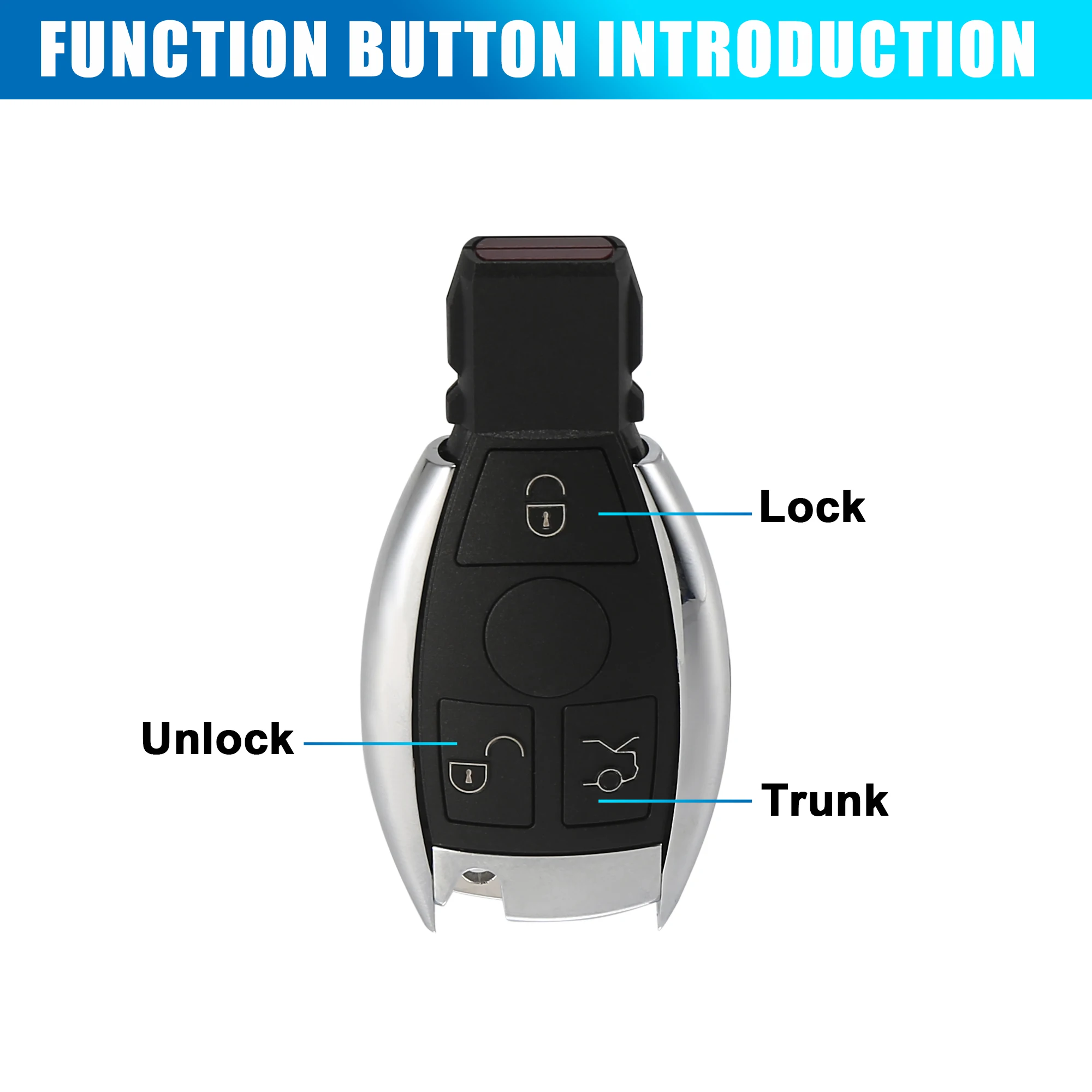 X Autohaux Car Remote Key Fob Case Shell 3 Buttons Cover Tools for Mercedes-Benz C E G R S GL SL SLK BGA S55/65/350/500/600 AMG