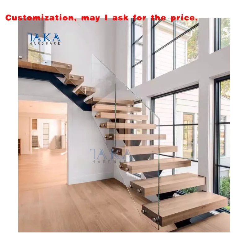 

custom.TAKA House or Hotel Stairs Indoor Staircase Metal with Wood Straight Stairs Corrosion Resistant Stairs