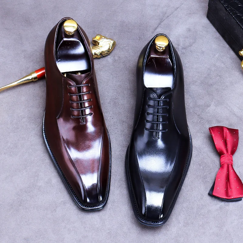 Genuine Leather Business Formal Men\'s Shoes New British Style Soft Cowhide Men\'s Groom\'s Wedding Leather Shoes Men\'s Derby Shoes