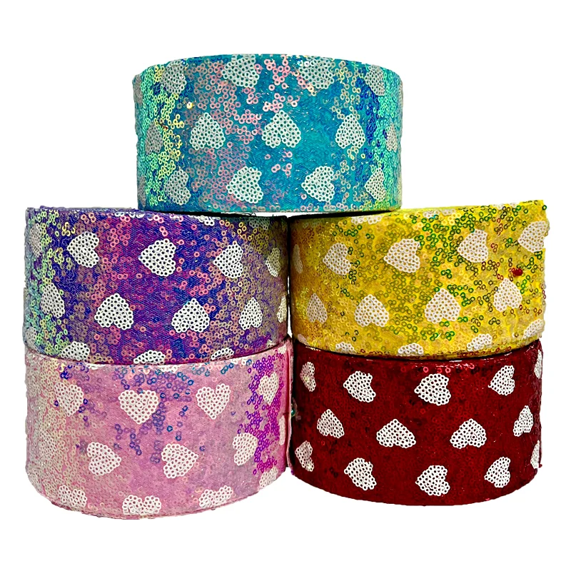 

Heart sequin ribbon 75mm 3inch 20yards/lot for DIY