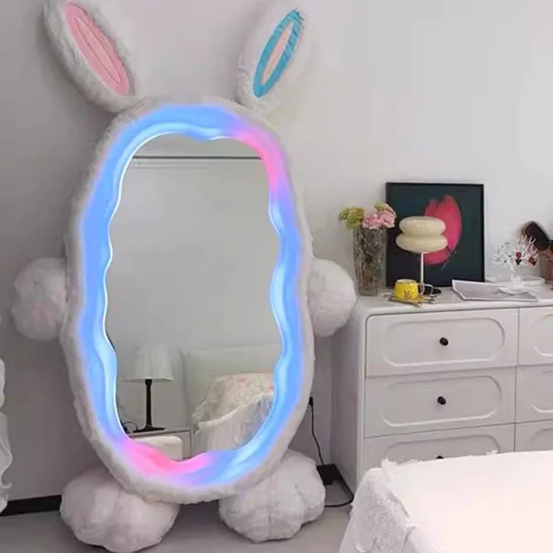 Standing Vanity Mirror Rabbit Light Girls Funky Luxury Mirror Aesthetic Funky Dressing Spiegel Wand Living Room Decorations