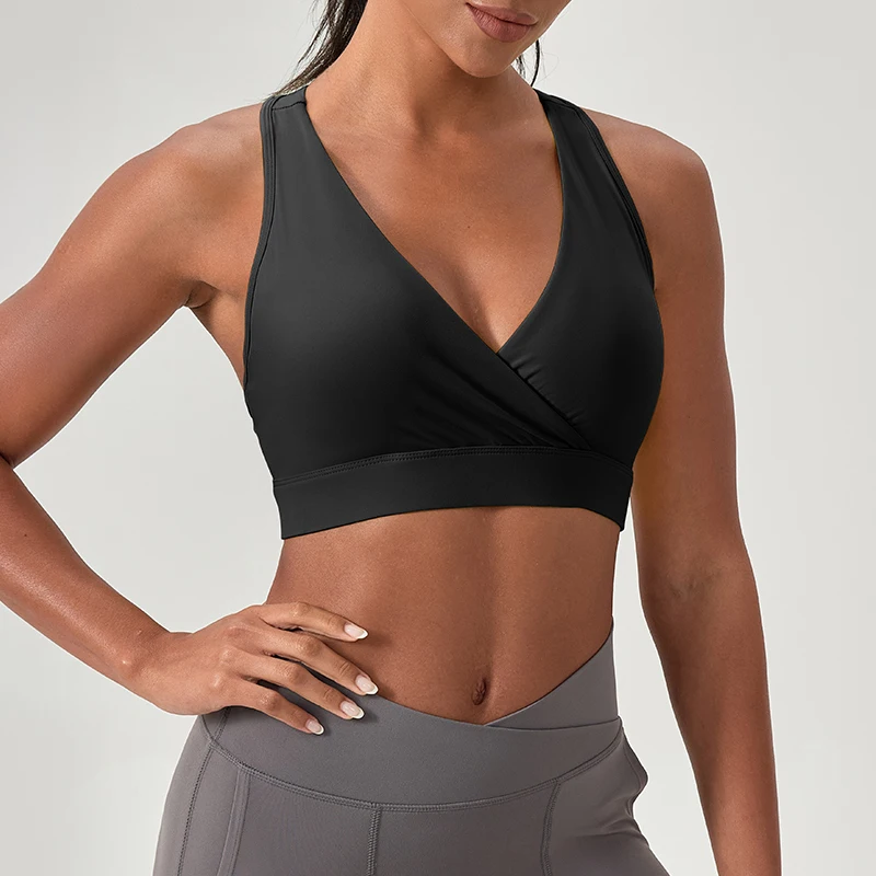 Women Gym Sport Bra Fitness Tank Top Yoga Sports bra Sexy Deep V-neck Workout Bra Underwear Breathable Running Sportswear image 5