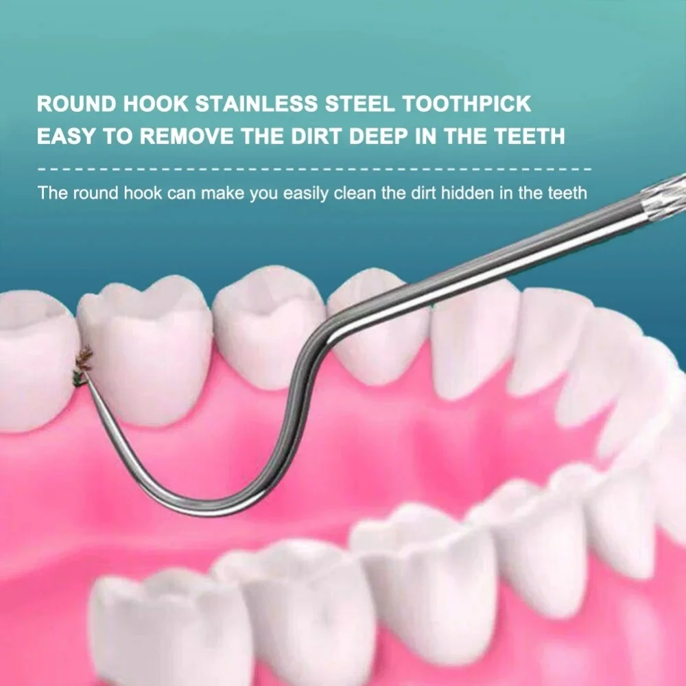 Stainless Steel Toothpicks Pocket Set, Portable Floss Pick Reusable Metal Toothpicks Tooth Cleaning Kit With Keychain Holder