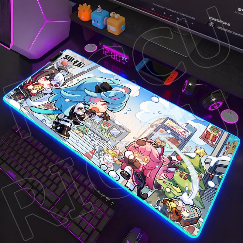 RGB HD XXL Mouse Pad Neverness to Everness NTE Girl Gaming Keyboard Mousepad Rug office Computer Anime Gamer LED Desk Mat carpet