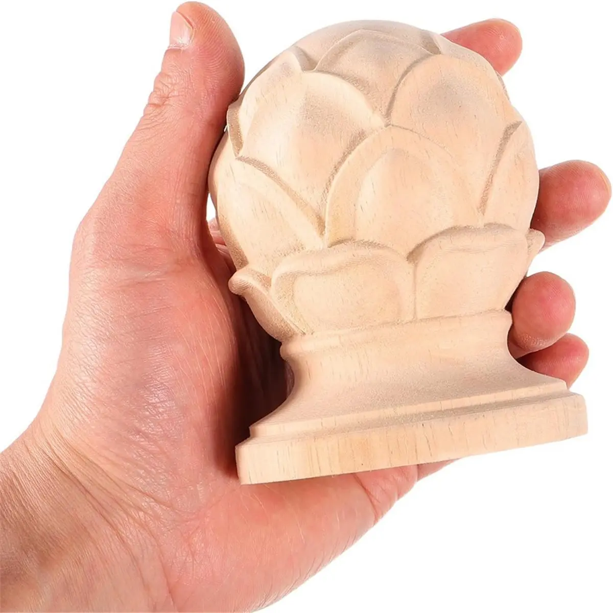 Wood Finial Ornaments Solid Wood Staircase Finial Top Decorative Handrail Post Topper for Interior Stair Parts 8x10cm