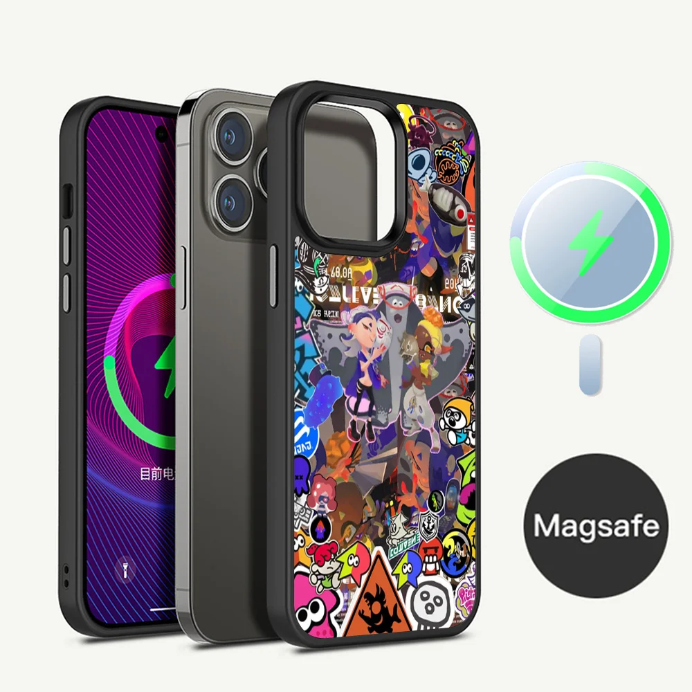 

Game Splatoon Art Phone Case Magnetic Case For iPhone 16 14 13 12 11 15 Pro Max Plus For Magsafe Wireless Charge Cover