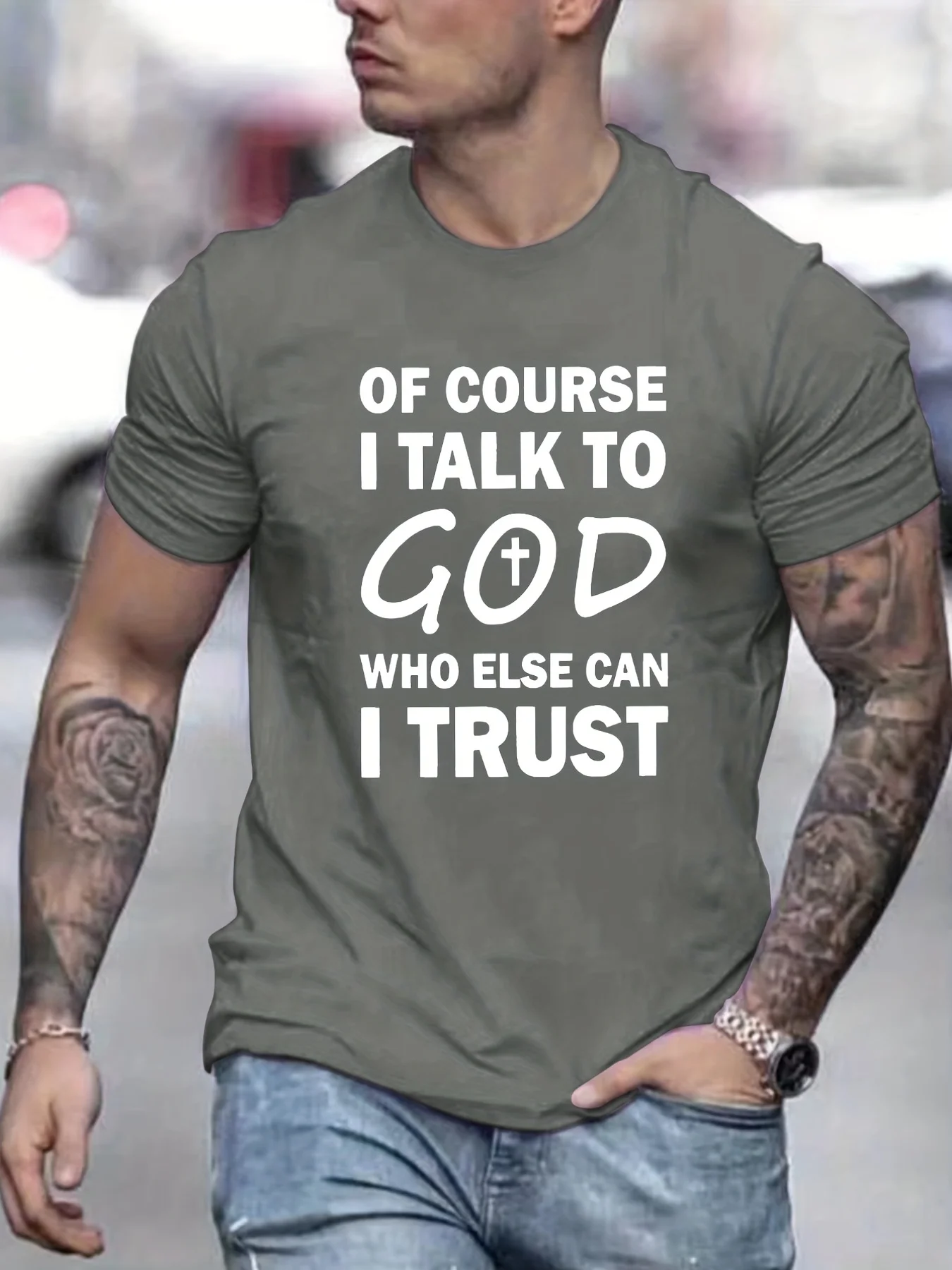 Talk To God Jesus T Shirt  Print Tees for Casual Short Sleeve  for Summer Spring Fall Oversized Tops As Gifts