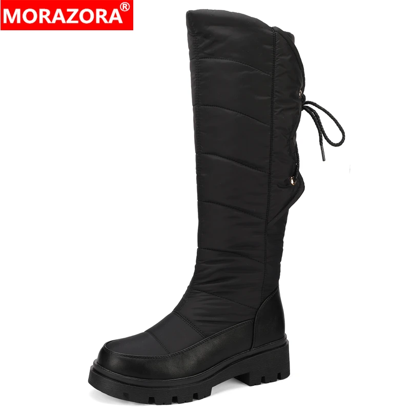 

MORAZORA Большие размеры 35–44. Теплые зимние ботинки на пуху. Теплые зимние ботинки на толстом меху на шнуровке. Сапоги до колена на платформе. Женская обувь.