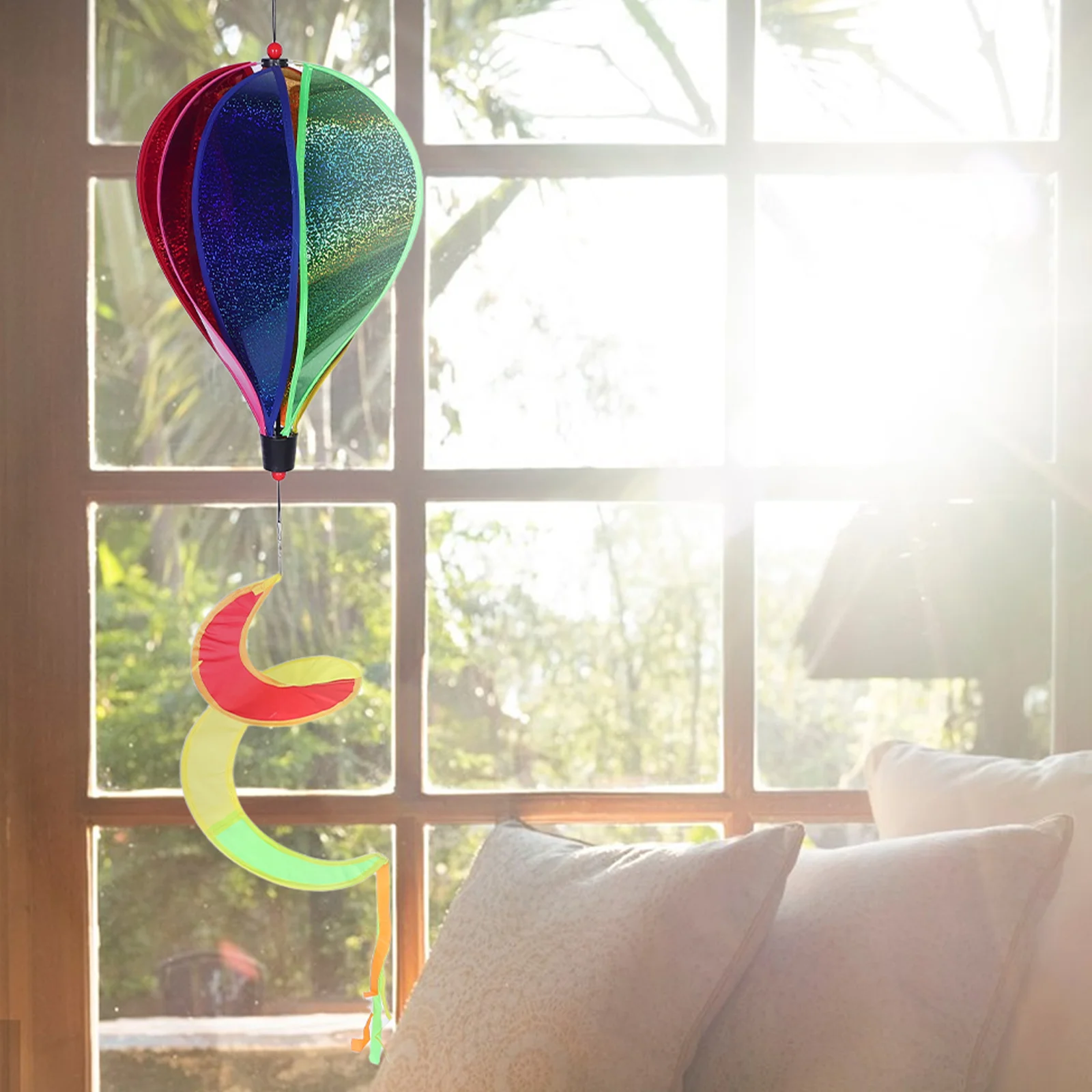

2pcs Color Film Hot Air Balloon Windmill PVC Decorative Hanging Garden Outdoor Indoor Party Wedding Hot Air Balloon Decoration