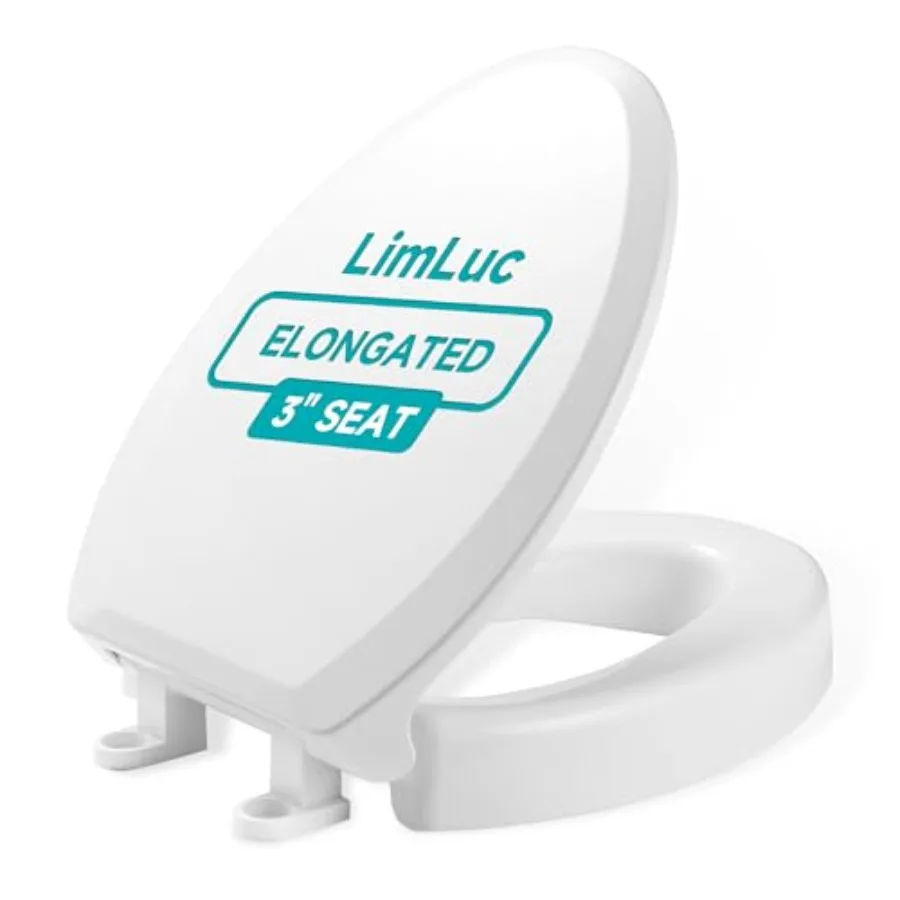 

Удлиненные подставки для унитаза для пожилых людей, приподнятые на 2,5 дюйма, с функцией плавного закрывания, нескользящие, высота 18,5 дюймов, подходят для