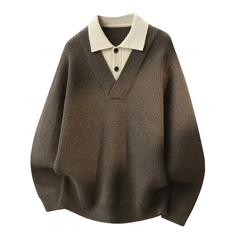 

Two fake sweaters man 2025Autumen Winter Knitted pullover sweater men's Business casual warm new fashion Collared sweater