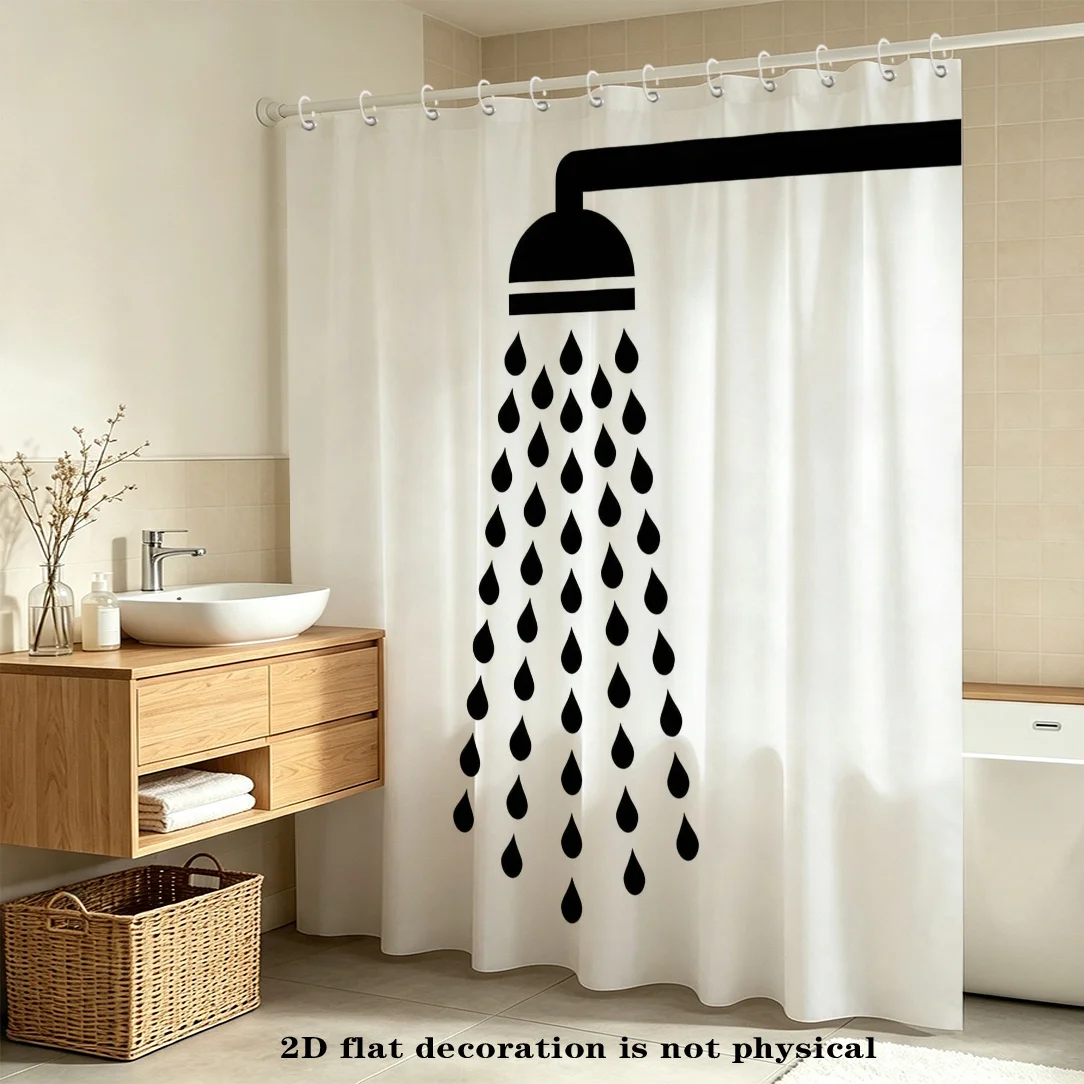 Modern Shower Curtain with Dripping Water Graphic - Bathroom Shower Curtain Liner for Home Decor