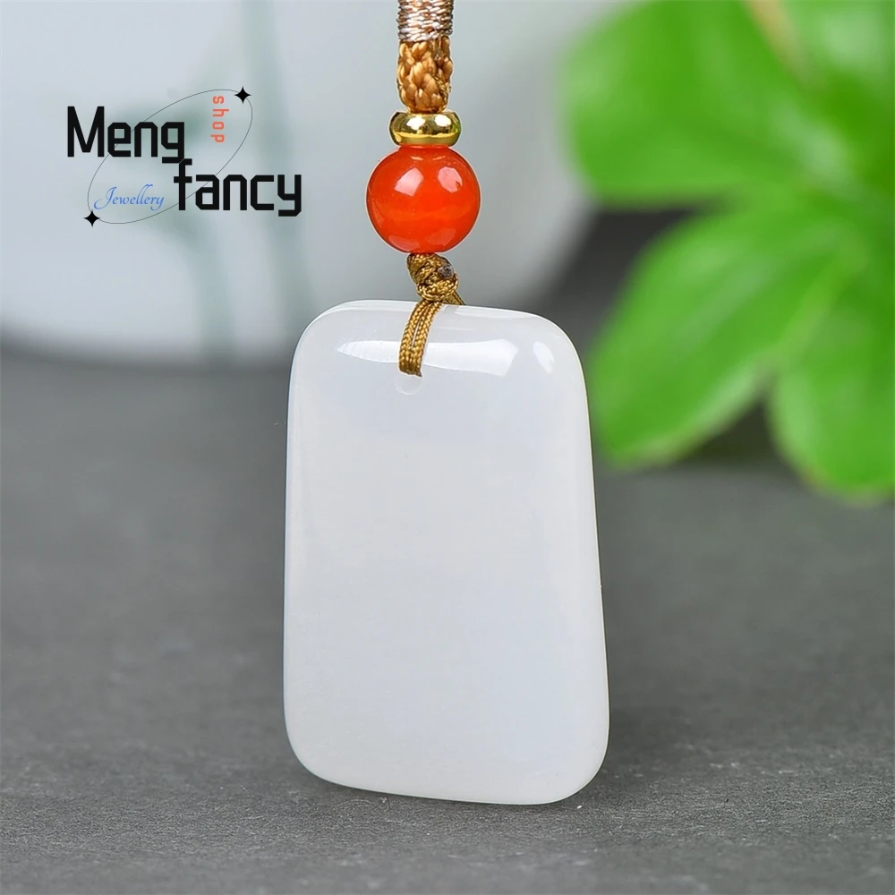 Delicate Natural Gold Silk Jade Ping An Card Pendant Simple Elegant Fashion Jewelry Mascots Best Selling Holiday Gifts Souvenir