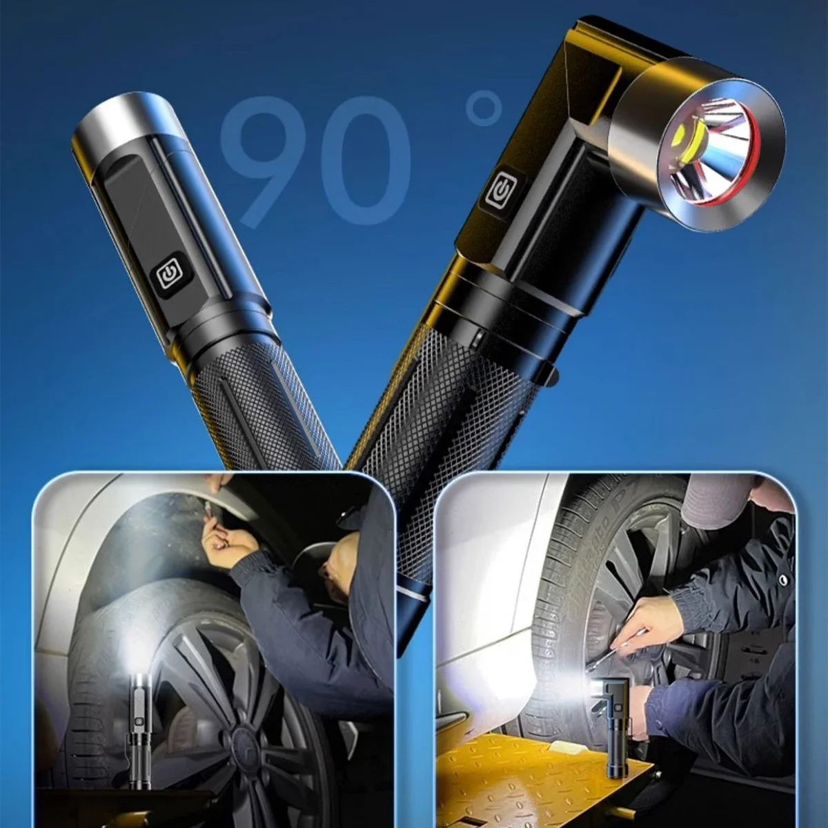 Super Bright LED Flashlight USB Rechargeable Magnetic Work Light Camping Emergency Torch for Auto Repair Outdoor Tactical