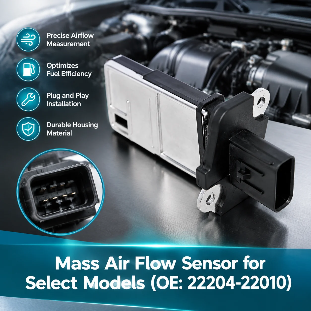 6C11-12B579-AA Sensore di flusso d'aria per Ford Transit Mk7, Mondeo Mk4, Galaxy Mk2, S-Max, misuratore di aria in ingresso motore, pezzo di ricambio per misurazioni precise con prestazioni affidabili