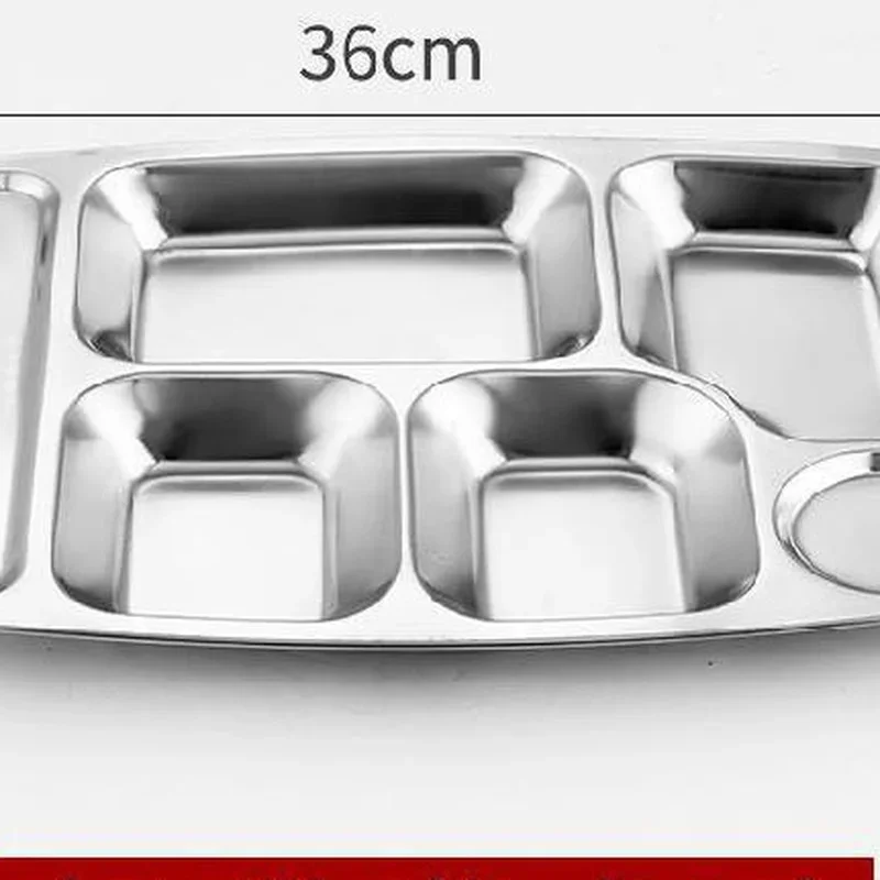 Dinner Plate 3 Sections Divided Dish 22/24cm Stainless Steel Snack Dinner Plate