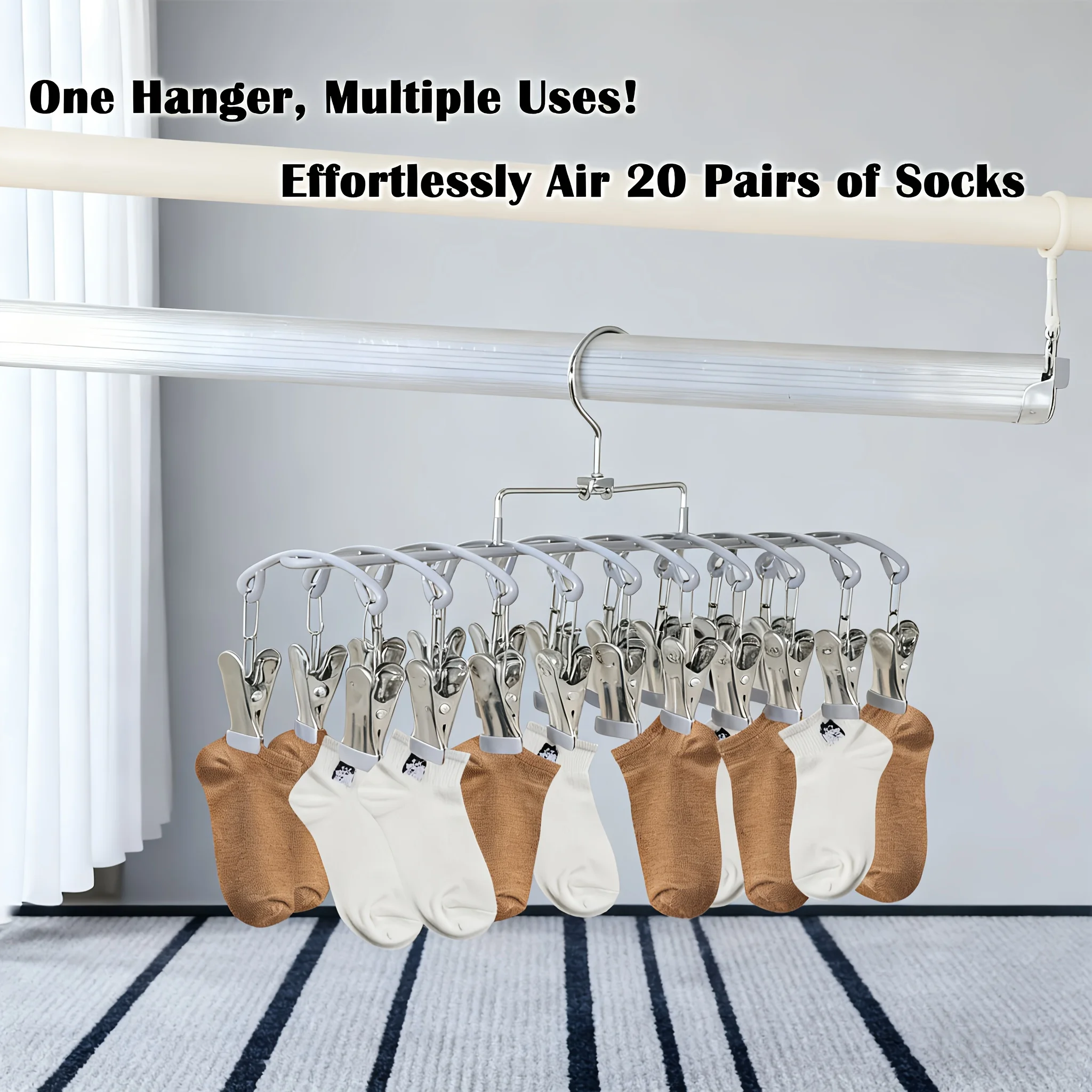 1/2 Stück 20-Clip ​ ​ Wäscheständer ​ ​ Winddicht zum Aufhängen ​ ​ Sockenhalter für Kleiderschrank und Hosen ​ ​ Multifunktionaler Organizer für Unterwäsche – Detail 8
