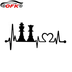 Creative King Queen Chess Set Heartbeat Lifeline Car Sticker Fashion PVC Body Window Decoration Sunscreen Waterproof Decals.