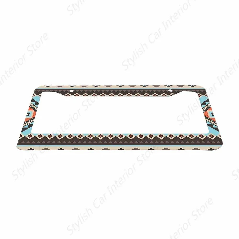 Decorative License Plate Frame Aztec African Ethnic Tribe Car Tag Frame Aluminum Auto License Plate Holder for Men Women