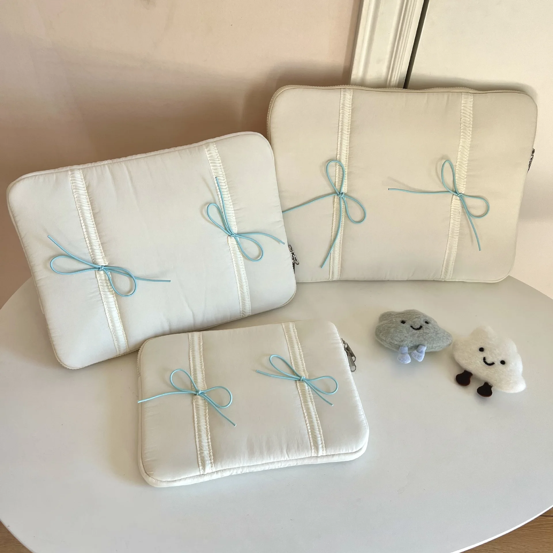 Cute Bow Laptop Sleeve For Macbook Air13.3 13.6 Pro14 15 Dell Samsung Huawei 15.6 16 Ipad 9.7-11 Inch Notebook Tablet Pouch