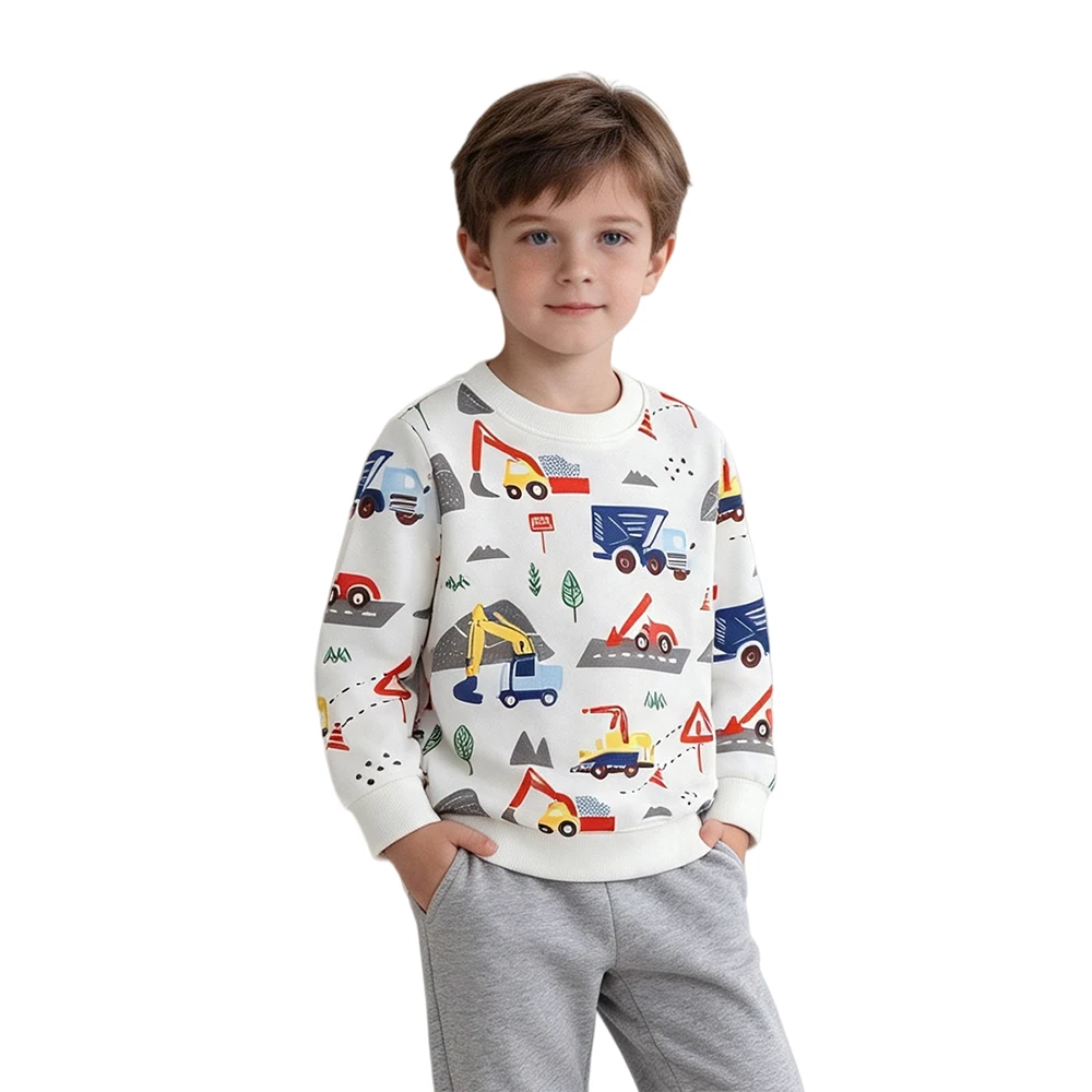 Jumping Meters Long Sleeve Boys Hooded Sweatshirt New Cars Design O-Neck Sport Top for Toddlers 2-7T Autumn Wear