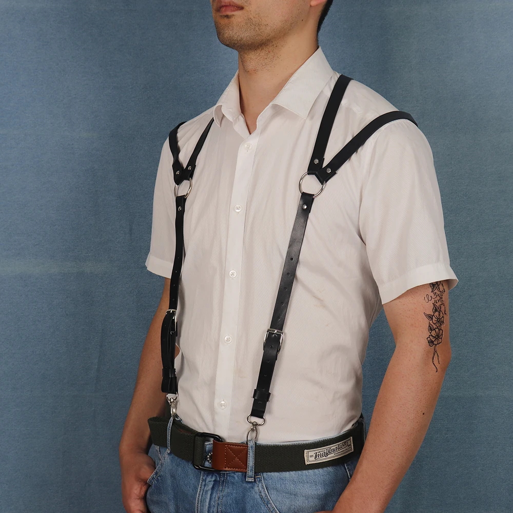 Men's Bib Suspenders Men's Gentleman's Bib Clip Hook Shoulder Casual Shirt Baita Harness