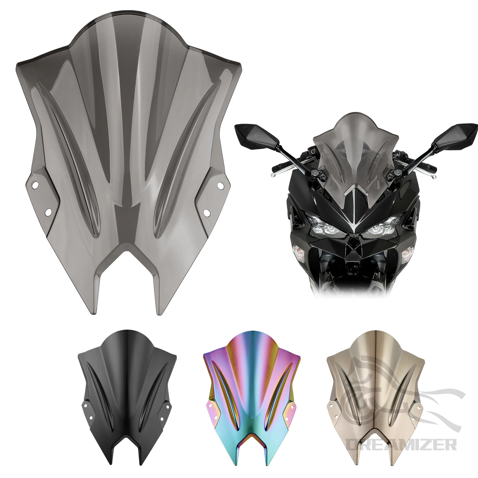 

Motorcycle Windshield Extension Universal Windscreen For Kawasaki Ninja 500 SE 2024-2026 Heighten Wind Deflector Accessories