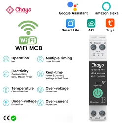 TUYA Smart WiFi MCB Circuit Breaker with Power Metering and Wireless Control (1-63A) for Overcurrent and Undervoltage Protection