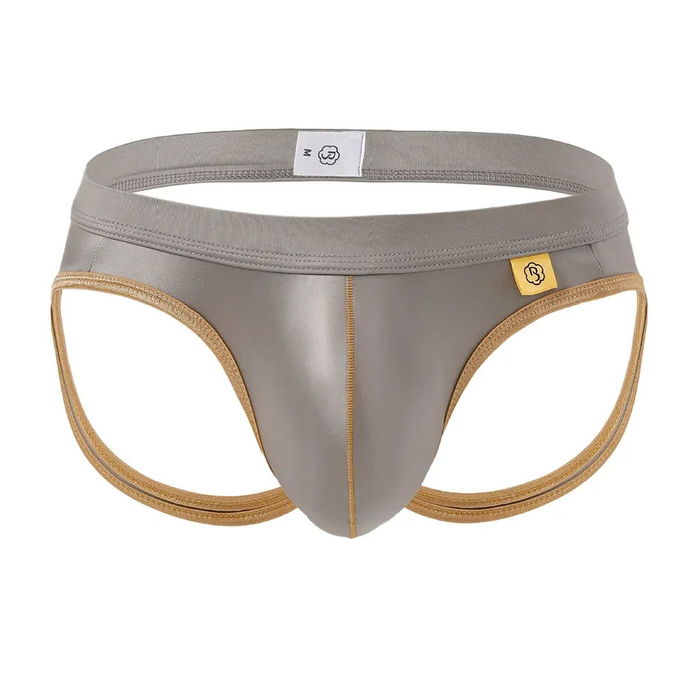 Silky Ice Men's Low Waist Thong with Open Butt Hip Lift Double Strap Sexy Underwear