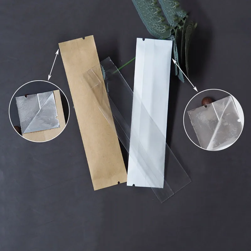 100pcs Kraft Paper White Food Powder Coffee Flat Storage Packaging Bags Aluminum Foil Heat Sealable Open Top Pouches