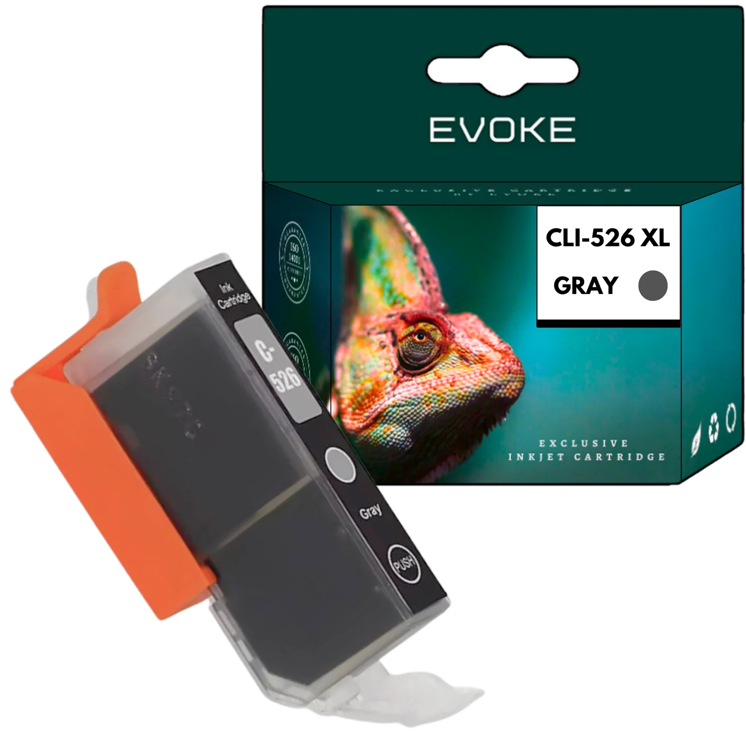 Evoke Compatibele Inkt voor Canon Cli-526Gy Cli526Gy 4544B001 Grijs 11 ml 600 Pagina's Pixma Ip4850 Ip4950 Mg5150 Mg5350 Mg5250