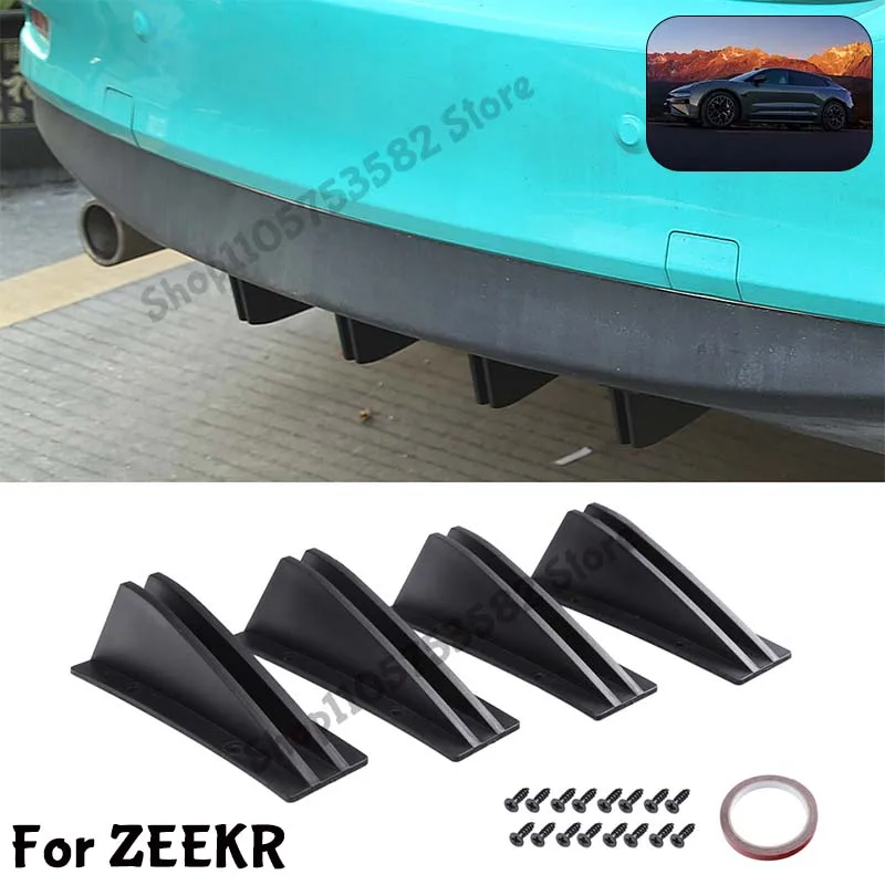 For ZEEKR Rear Bumper Shark Fin Diffuser Carbon Fiber Lip Spoiler Airflow Anti-Collision Protector