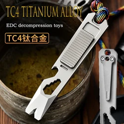 102mm TC4 Titanium Alloy Multifunctional Crowbar Outer Hexagonal Screwdriver Outdoor Camping EDC Bottle Opener Portable EDC Pry