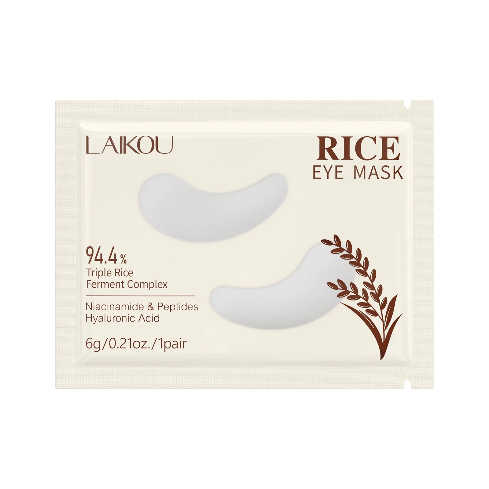 

LAIKOU 10 Pairs Rice Eye Patches, 6g Moisturizing Hydrating Under Eye Mask for Dark Circles Puffiness, Nourishing Skin Care