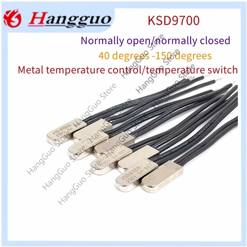 

5PCS/Lot KSD9700 5A 250V 40C 40 to150 Bimetal Temperature control/Temperature thermal protector Metal temperature control switch