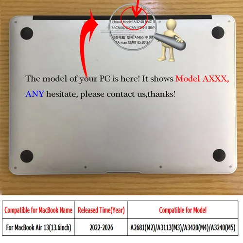 Imagen 2 del producto Protector de Pantalla de Vidrio Templado para MacBook Air de 13.6 Pulgadas, Modelos 2022-2026, A2681, A3113, A3420, A3240, Chip M2, M3, M4, M5