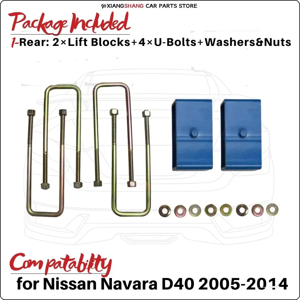 51MM Rear Lift Up Kits for Nissan Navara D40 2004-2015 Suspension Blocks UBolt Kit Raise Adapter Strut Spring