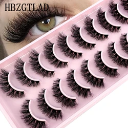 Faux cils de vison 3D doux et moelleux, cils de maquillage, optique, fait main, volume, naturel, nouveau, 10 paires