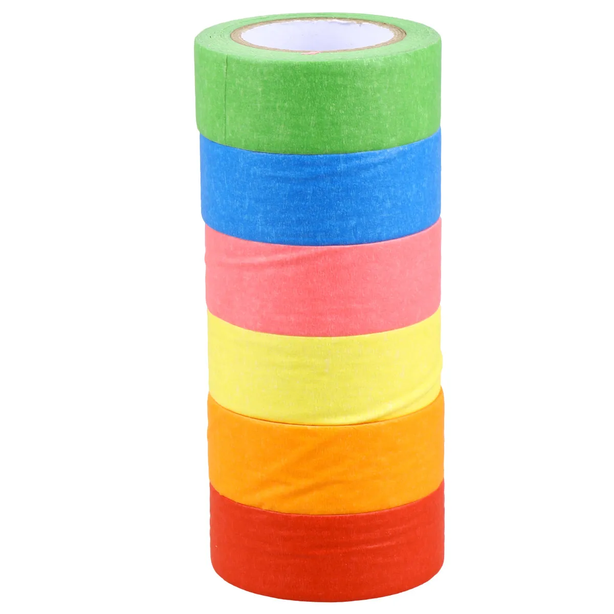 6Pcs Paper Masking Tape Set For Masking Tape For Crafts Student Vibrant Color Pack 24MM 12M Roll Red Orange