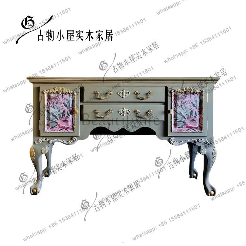 

European carved light luxury chest cabinet/French retro painted multi-functional entrance cabinet can be customized