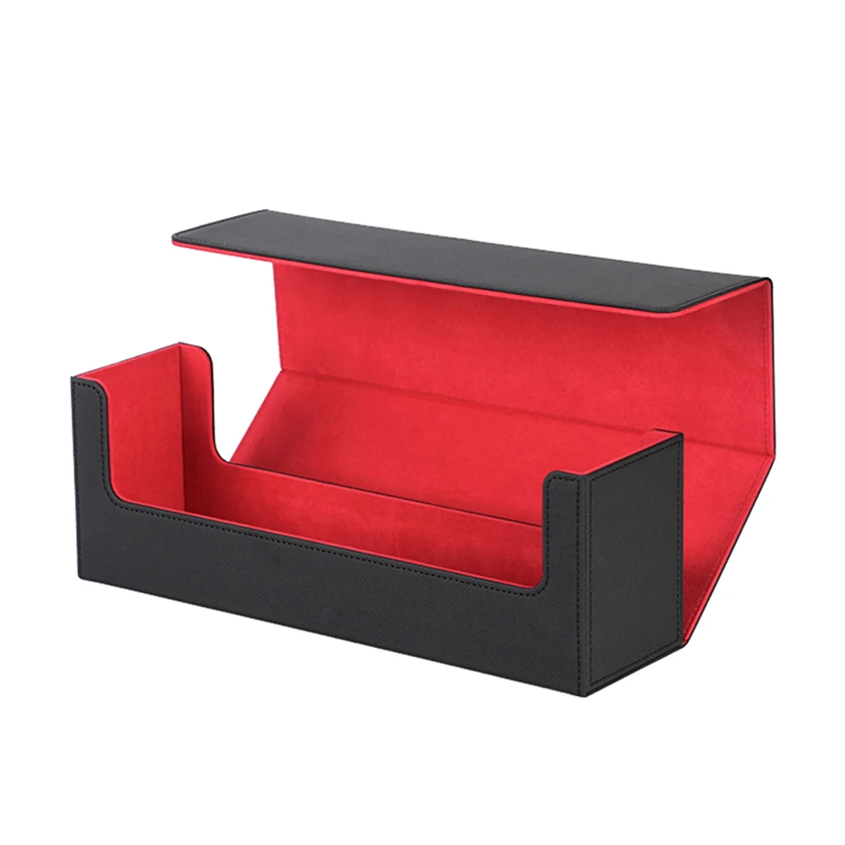 Card Storage Box for Trading Cards,PU Card Deck Case, Magnetic Closure Card Holder for Magnetic Game Cards Black+Red